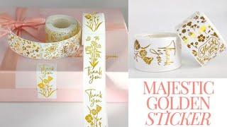 Majestic Golden rectangular thank you hot stamping sticker for packaging