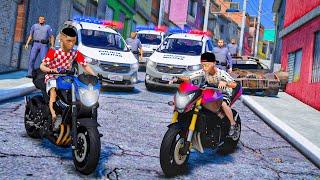 FUGA DA POLÍCIA NA FAVELA DO PARAISÓPOLIS DE MOTO COM PEDRIN no GTA 5 O FILME