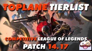 Toplane Tierlist // Competitive League of Legends // Patch 14.17