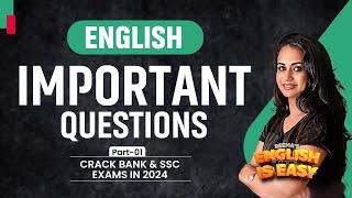 Important. Questions | Part-01  | BANK & SSC EXAMS 2024 | TOPICS | ENGLISH BY REEMA MISS | Race