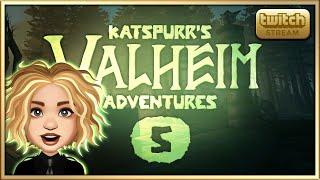 Defeating the 2nd boss & finding the trader! - KatsPurr's Live Stream Adventures in Valheim - Part 5