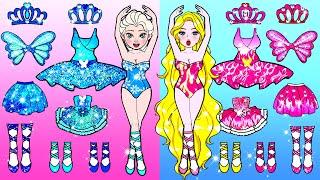 PINK vs BLUE Barbie Makeup & Ballet Dress Design - Barbie Contest Handmade - DIY Arts & Paper Craft