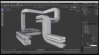 Blender 2.8. Modelling with Curves, how to make pipes.