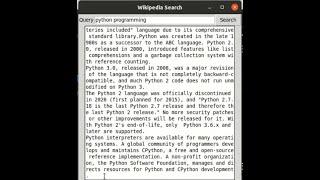 how to make Wikipedia search application using python (GUI)