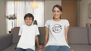 t shirt video featuring a mother and her son sitting on a couch 323302