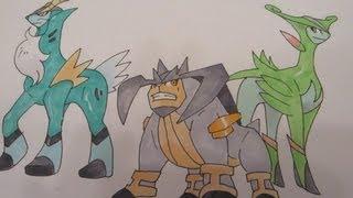 How to draw Pokemon: No.638 Cobalion, No.639 Terrakion, No.640 Virizion