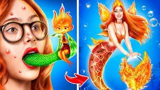 Elemental Makeover! From Ember to Mermaid! Mermaid in Real Life!