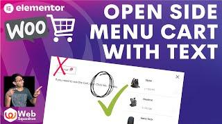 Open Side Menu Cart with Text - Elementor Pro Wordpress Tutorial - WooCommerce - Free CSS - MenuCart