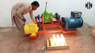 How To Make free Energy 3Hp Motor and 15kw Alternator  Free Electricity Generator 230v with gear box
