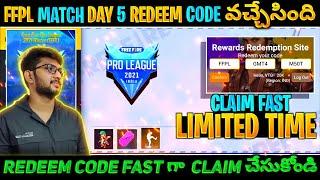 Claim New Redeem Code In Free fire Telugu | FFPL Day 5 Redeem Code In Telugu | FFPL Redeem Code