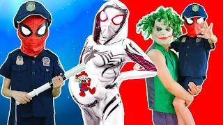 SUPERHERO All Story || KID SPIDER MAN protects Pregnant White Spider from JOKER (Funny, Live Action)