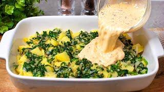 This recipe will drive you crazy! Potato casserole with spinach! Incredibly delicious recipe!