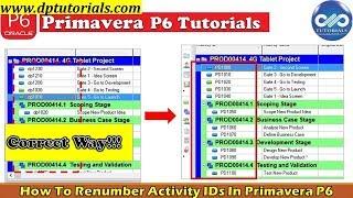 How To Renumber Activity IDs For All Activities In An Ascending Order In Primavera P6 | dptutorials