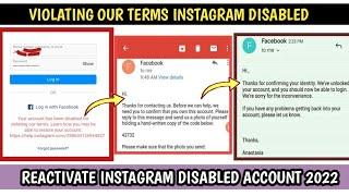 Violating Our Terms Your Account Has Been Disabled 2022 | Reactivate Instagram Disabled Account