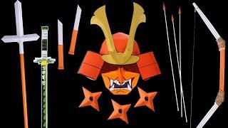 7 Origami Ninja Weapons || Samurai Helmet/Mask/Sword/Spear/Knife/Bow/Arrow