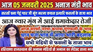 अनाज मंडी भाव| 05/01/2025 ग्वार मूंग नरमा कपास गेहूं में आई जोरदार तेजी| sarso mung til ke taja bhav