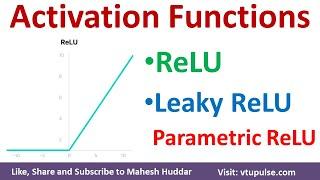 ReLU Leaky ReLU Parametric ReLU Activation Functions Solved Example Machine Learning Mahesh Huddar