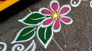 Easy border rangoli designs | Friday rangoli | Door rangoli | Side border muggulu | Festival kolam