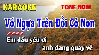 Karaoke Vó Ngựa Trên Đồi Cỏ Non Tone Nam Nhạc Sống | Nguyễn Linh