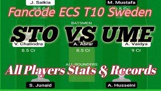 STO VS UME T10 SWEDEN DREAM11,UME VS STO DREAM11 MATCH TODAY ANALYSIS.