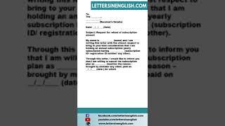 Request Letter for Refund of Yearly Subscription Paid