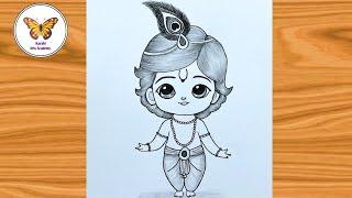 How to Draw Krishna| Krishna Drawing Easy and Beautiful| Best Krishna Drawing