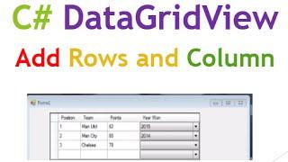 C#  DataGridView Add Columns,Rows Dynamically