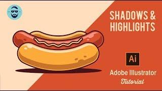 How to Create Shadow and Highlights in Adobe Illustrator CC 2018 , Fast Hot dog vector tutorial.
