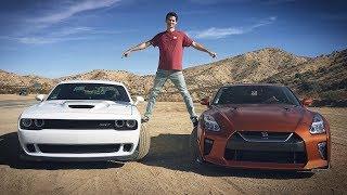 Битва года. Hellcat vs GT-R. Что круче? V8 707 лс vs V6 565 лс.