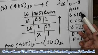 #3 - Decimal To Hexadecimal Conversion - Number System Series - Fame World Educational Hub