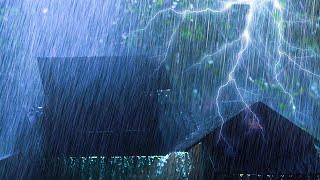 Heavy Rain On The Roof And Very Loud Thunder White Noise ️Severe Thunderstorm By Night