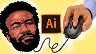 How To Cartoon Yourself !- Mouse & Pencil Tool Only! /Childish Gambino  ( ADOBE ILLUSTRATOR )