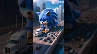 sad story sonic Giant cat kitten crying on truck in city #sonic #tails #knuckles #funnystory #shorts