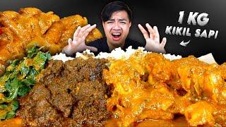 AUTO NAMBAH  MUKBANG 1 KG GULAI KIKIL SAPI + RENDANG SAPI PAKAI NASI HANGAT