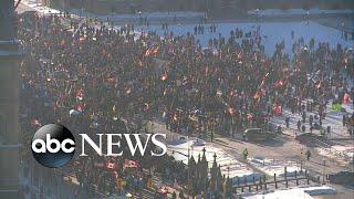 Truckers protest at US-Canada border over vaccine mandates