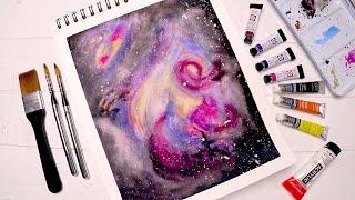 How to paint Galaxy with watercolor | Nebula watercolor tutorial