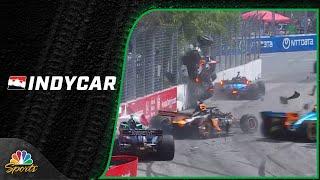 Huge wreck launches Santino Ferrucci into catchfence on the streets of Toronto | Motorsports on NBC