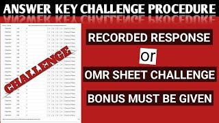 CHALLENGE NTA ANSWER KEY AND RECORDED RESPONSE/CHALLENGING PROCEDURE