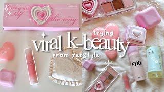 trying VIRAL K-BEAUTY from YESSTYLE ⋆𐙚₊˚⊹ | makeup & skincare haul, unboxing + review