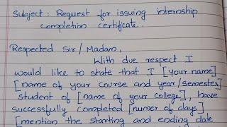 Request letter || Request for issuing internship completion certificate