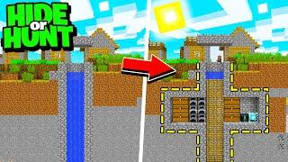 finding a SECRET Minecraft Base in a Village WELL! (Hide Or Hunt)