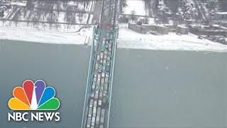 Canadian Trucker Protests Shuts Down Major Trading Bridge To U.S.