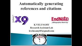 Automatically generating references and citations || Reference Manager || Endnote || Bibliography