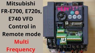 Mitsubishi FR-E700 remote mode control using multi frequency/speed. Single phase VFD (English)