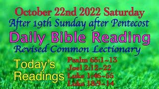 Revised Common Lectionary: Oct. 22, 2022 Saturday's Daily Bible Reading.