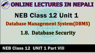 Database Security || NEB Class 12 || UNIT 1||