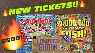 NEW TICKETS!! $20 ULTIMATE CASH!! $10 $500,000 EXTRA PLAY!! $5 LIMITED EDITION!!