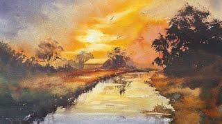 How to paint a sunset in watercolours