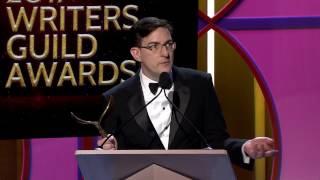 Arrival’s Eric Heisserer accepts the 2017 Writers Guild Award for Adapted Screenplay