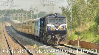 "ICF" KARNATAKA SAMPARK KRANTI EXPRESS led by NAVY BLUE DIESEL | Indian Railways